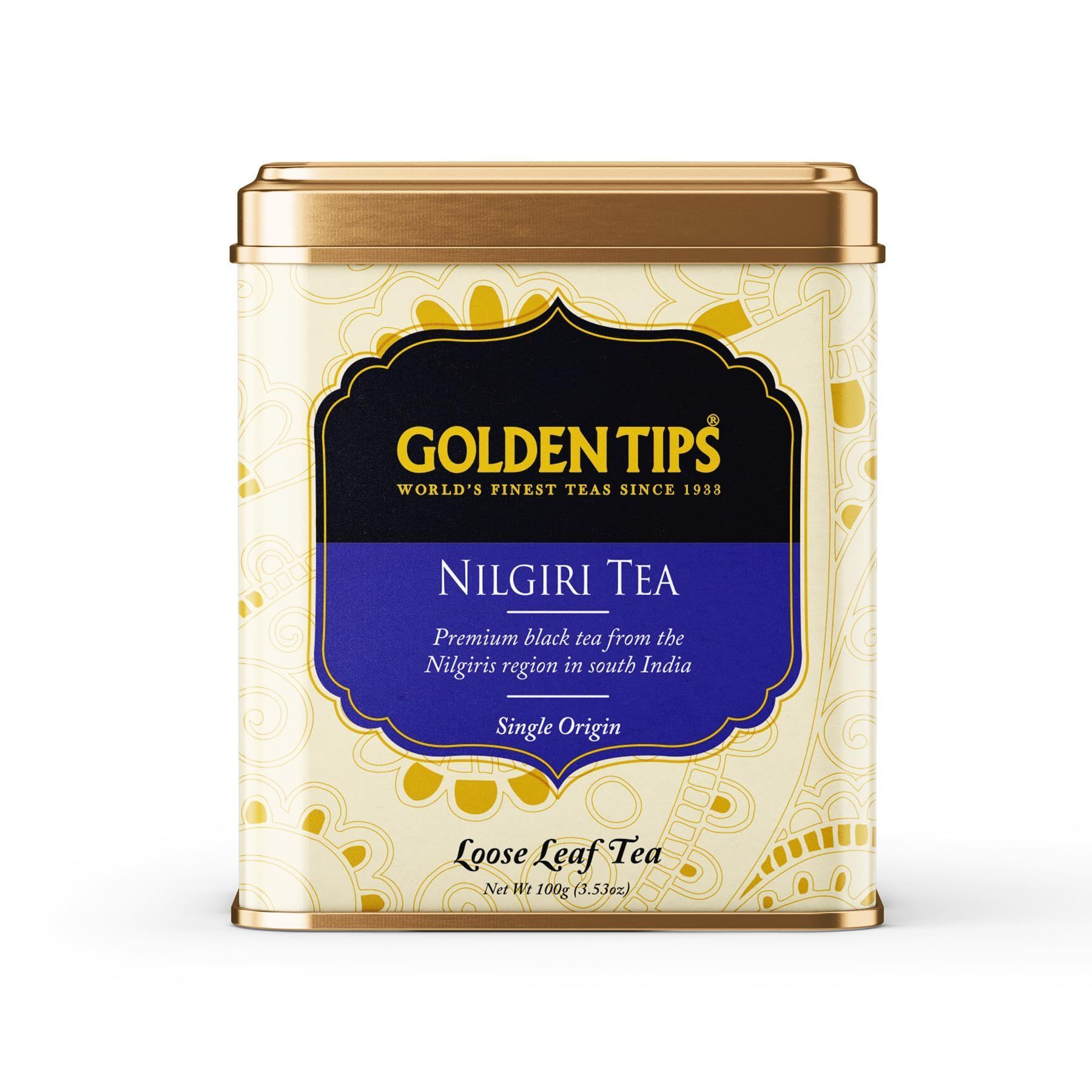 Golden Tips Nilgiri Black Tea Loose Leaves Tin can (100 Gram, 50 cups)