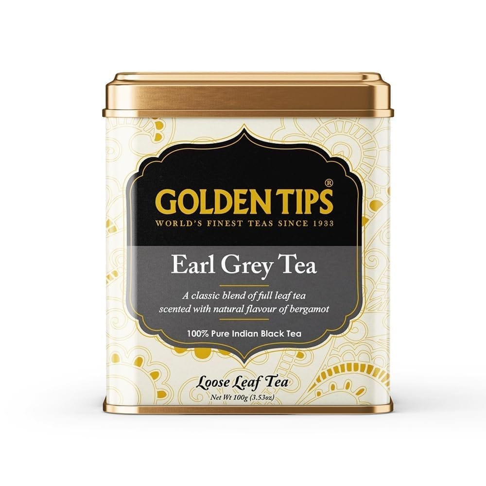 Golden Tips Loose Leaves Earl Grey Black Tea Tin can (100 Gram , 50 cups)