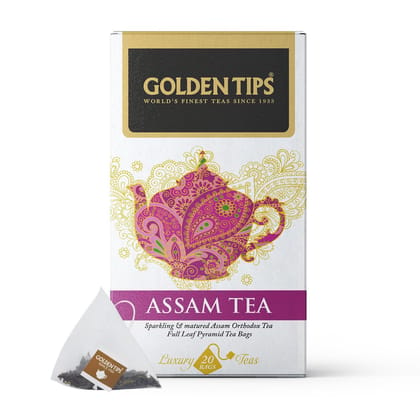 Golden Tips Assam Pyramid Black Tea bag (20 Tea Bags, 40 Gram)