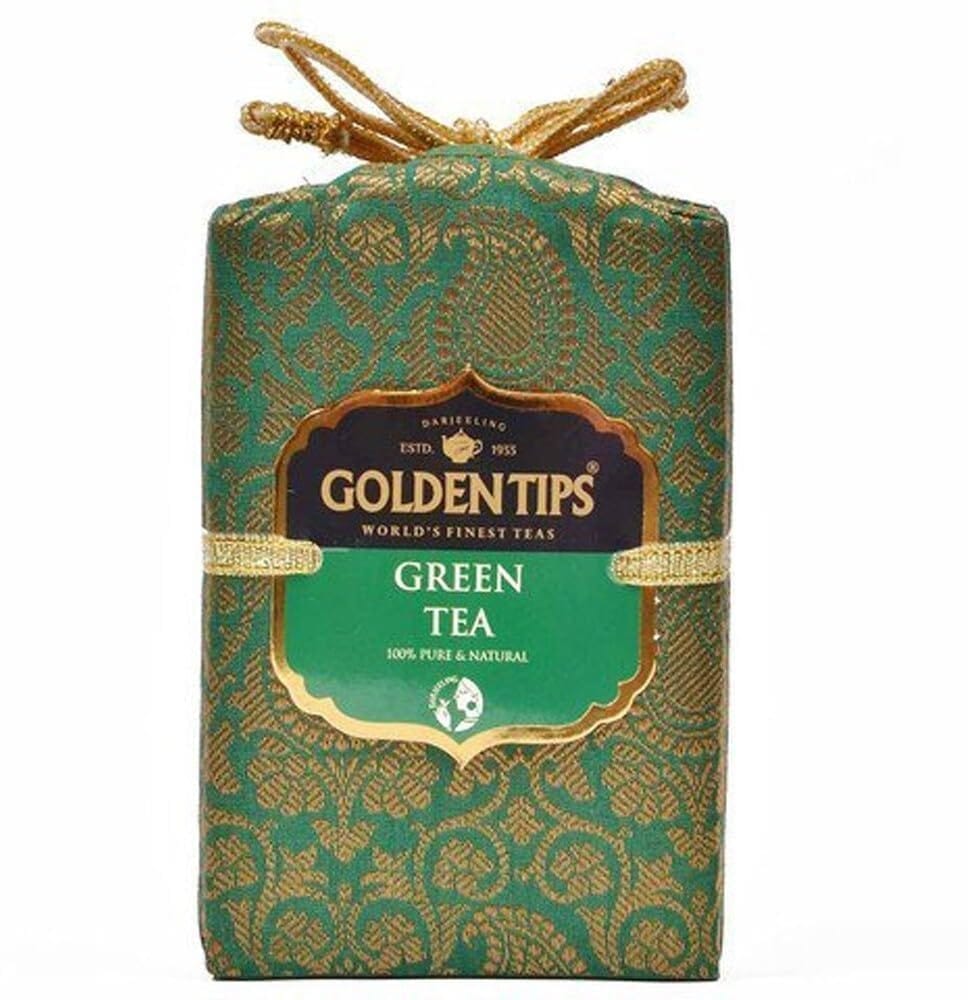 Golden Tips Darjeeling Green Tea Loose Leaves Brocade Bag (200 Gram , 100 cups)