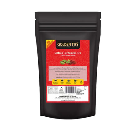 Golden Tips Loose Leaf Masala Tea Blended with Saffron and Cardamom (100 Gram, 50 cups)