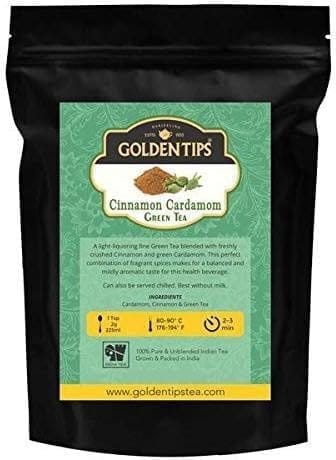 Golden Tips Loose Leaves Green Tea Cinnamon Cardamom (100 Gram, 50 cups)