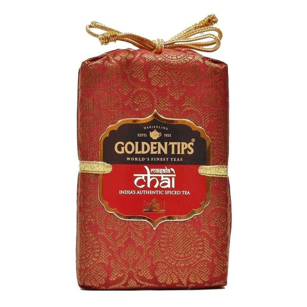 Golden Tips Loose Leaves Assam Masala Chai Spiced Tea Brocade Bag (125 Gram, 62 cups)