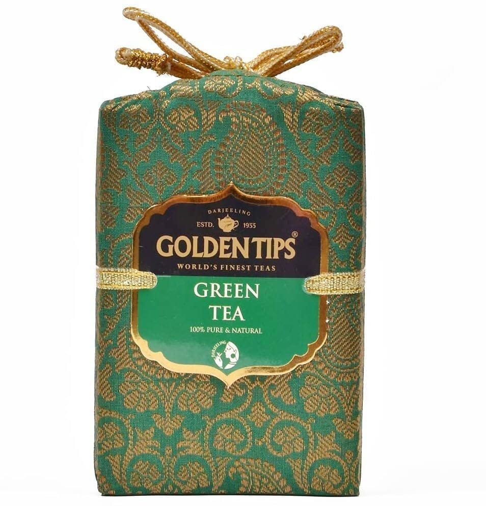 Golden Tips Darjeeling Green Tea Loose Leaves Brocade Bag (100 Gram , 50 cups)