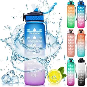 Motivational Sports Water Bottle with Straw Leak Proof Drink Bottles Non-Toxic & BPA Free Ideal for School Outdoor Gym Pack of 1 - Multicolor