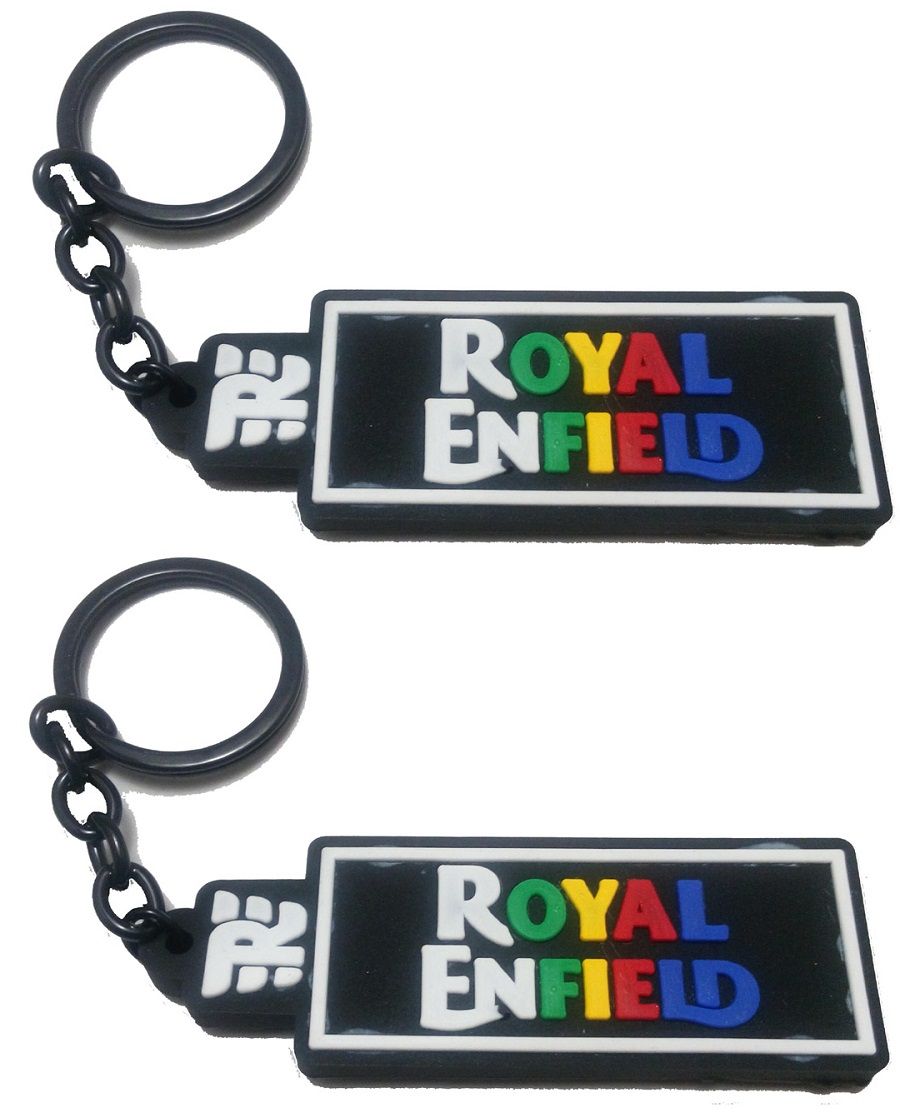 KD COLLECTIONS Bike Rubber Keychain Combo Compatible With Royal RE Bullet Classic Bike & Cars – Multicolor – Pack Of 2 Keychains