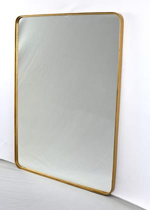 Decorative Wall Mirror, 18 x 24 inches, Brushed Gold Frame, Silver Coated Glass, for Bathroom, Living Room, Bedroom