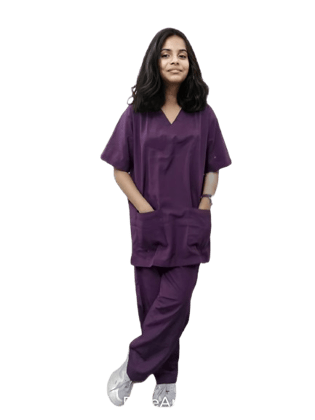 Scrub Suit | 5-Pockets Scrub | Wine Color | Unisex Pattern | Set Of Upper & Bottom | Comfortable | Durable | Best Fitted For Medical Professionals