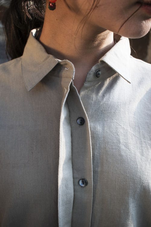 Akriti Beige Handwoven Extra-Weft collared Shirt