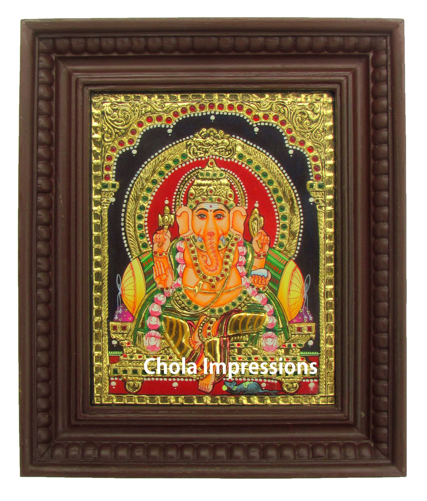 Chola Impressions Traditional Lord Ganesh Tanjore Painting