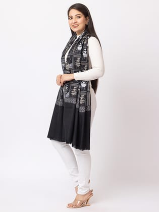 "Toosh Moda  Women’s Stole/Shawl for Winters, fine wool, Stylish Embroidery stole for ladies(Black100*200) "