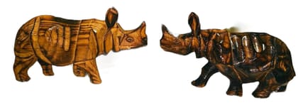 Wooden Rhino Handcrafted Showpiece