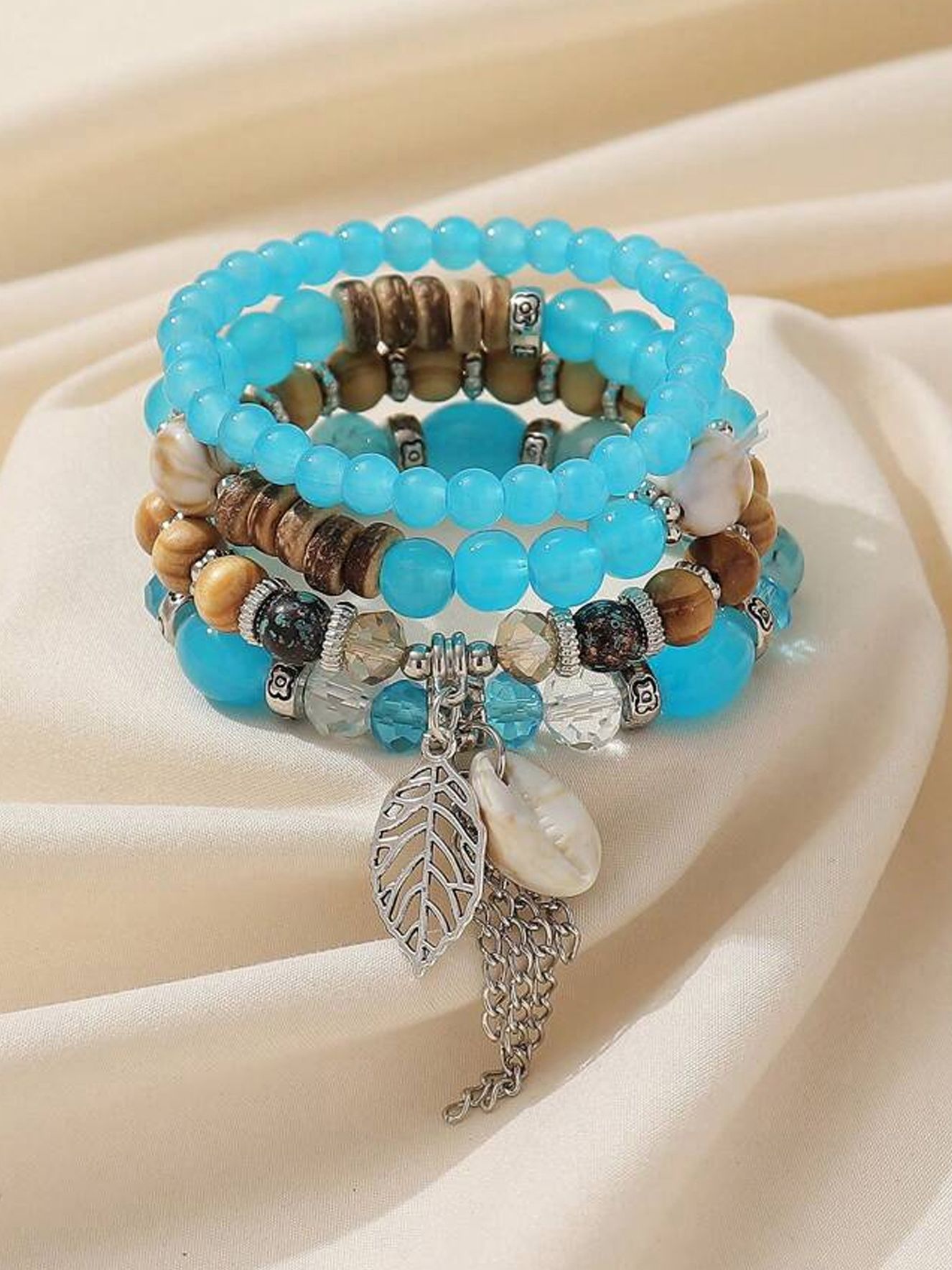 LUCKY JEWELLERY Latest Stylish Stackable Bracelets Tassel Stretch Bracelet Multilayer Beaded Bangle Bodhi Bracelets Hippie Jewelry