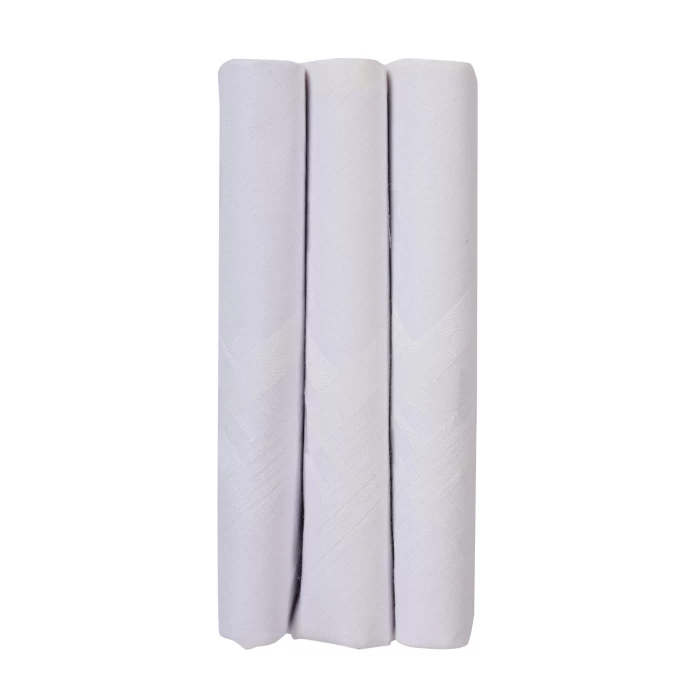 Dazzling Combed Cotton Hankerchief with Stay Fresh - White ( Packs of 3 )