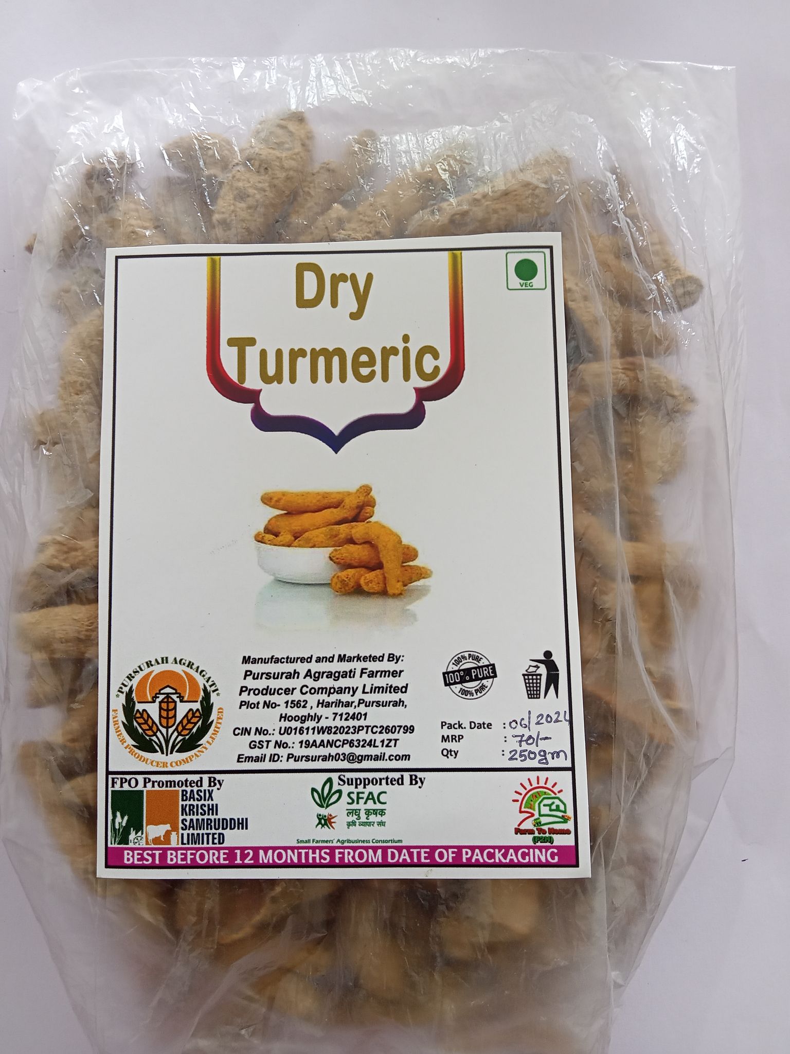 Dry Turmeric 250 gm