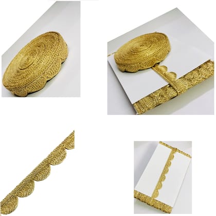 "Laces Border Gold Color Work Design Lace Border For Women's Sarees Lehengas Dupattas Choli Suits and Decorations and Craft 2.3 cm width (9 Mtr) |Laces|laces border roll| "