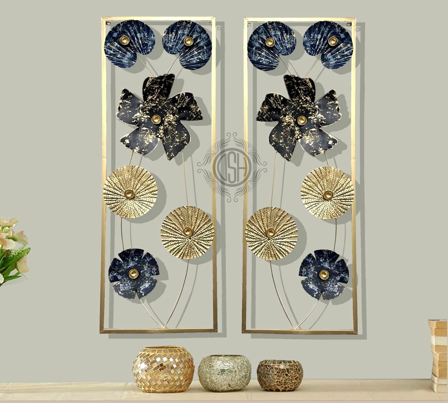 Metal Wall Art Wall Sculpture Set Of-2 Multicolor Leaf Wall Art Perfect For Living Room Bedroom Home Hotel Decoration.