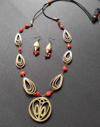 Handmade Bamboo Necklace with Earrings