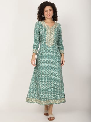 Paisley Printed Sequinned Anarkali Kurta