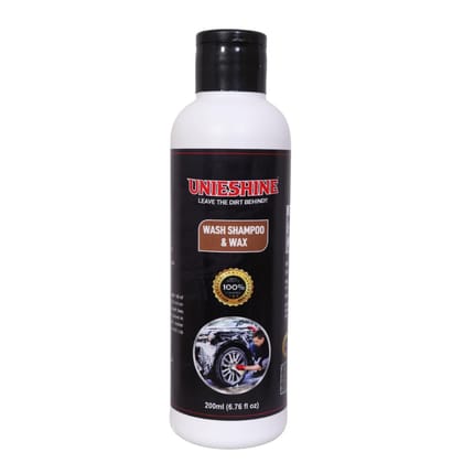 UNIESHINE Car Wash Shampoo & Wax 200ml | High Foam for Tough Dirt Removal | Safe on Paint | Special Formulation for Bucket Wash | pH Balanced | Just 30-50ML in 1 Bucket