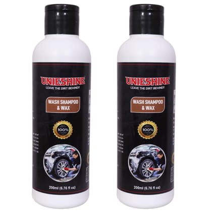 UNIESHINE Car Wash Shampoo & Wax (200+200ml) | High Foam for Effective Dirt Removal | Gentle on Paint