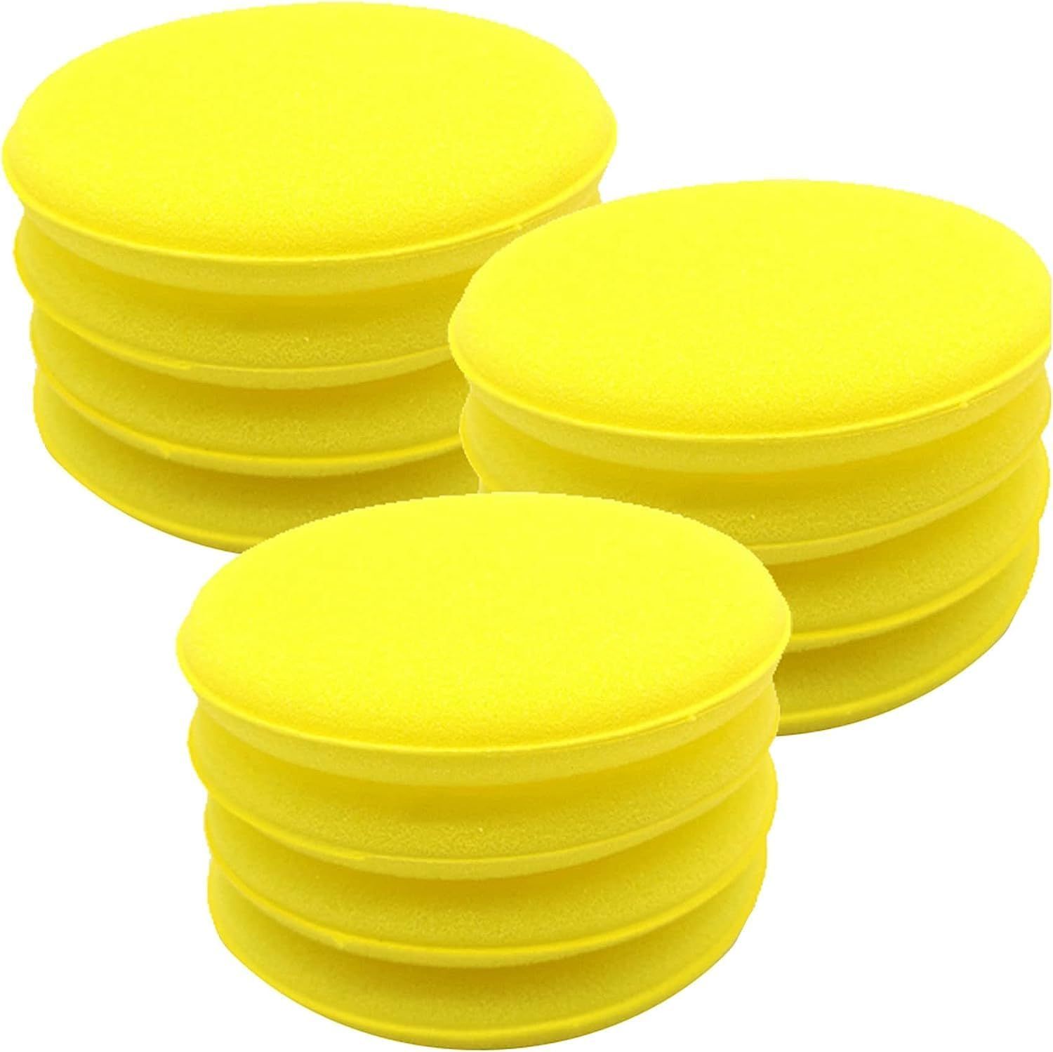 UNIESHINE Car Polish Sponge - Multipurpose Foam Wax Applicator Pad for Detailing Bike and Car Dashboard - Soft, Round Pads for Clean and Shine (Pack of 12)