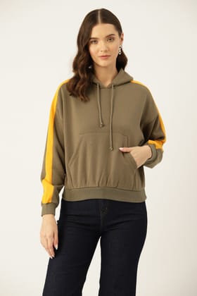 Women Solid Hooded Pullover Sweatshirt