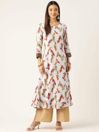 Women Floral Printed Reversible Anarkali Kurta