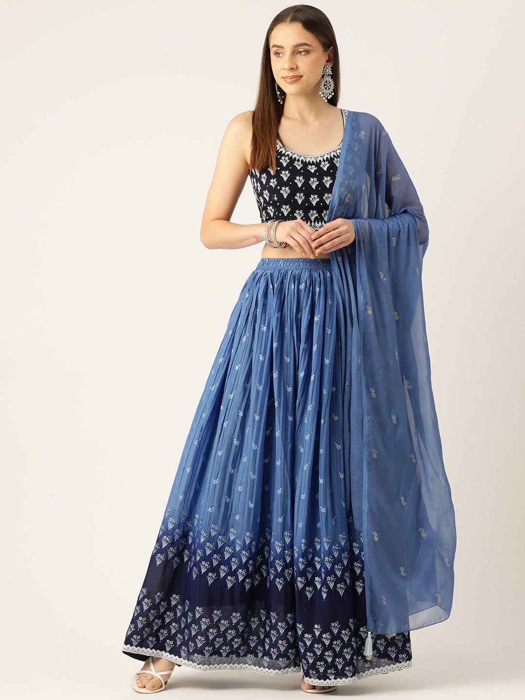 Embroidered Sequinned Ready to Wear Lehenga & Blouse With Dupatta