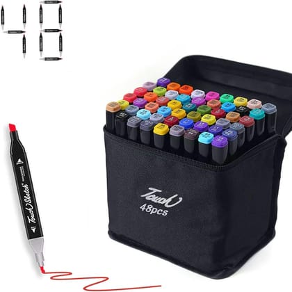 Touch Twin Head Dual Tip Art Markers Pen for Manga and Impression Sketch Set of 48 Colour Markers (Assorted)