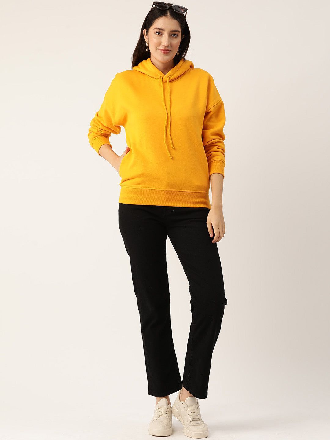 Yellow Hooded Fleece Sweatshirt