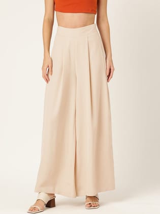 Women Relaxed Loose Fit High-Rise Pleated Trousers