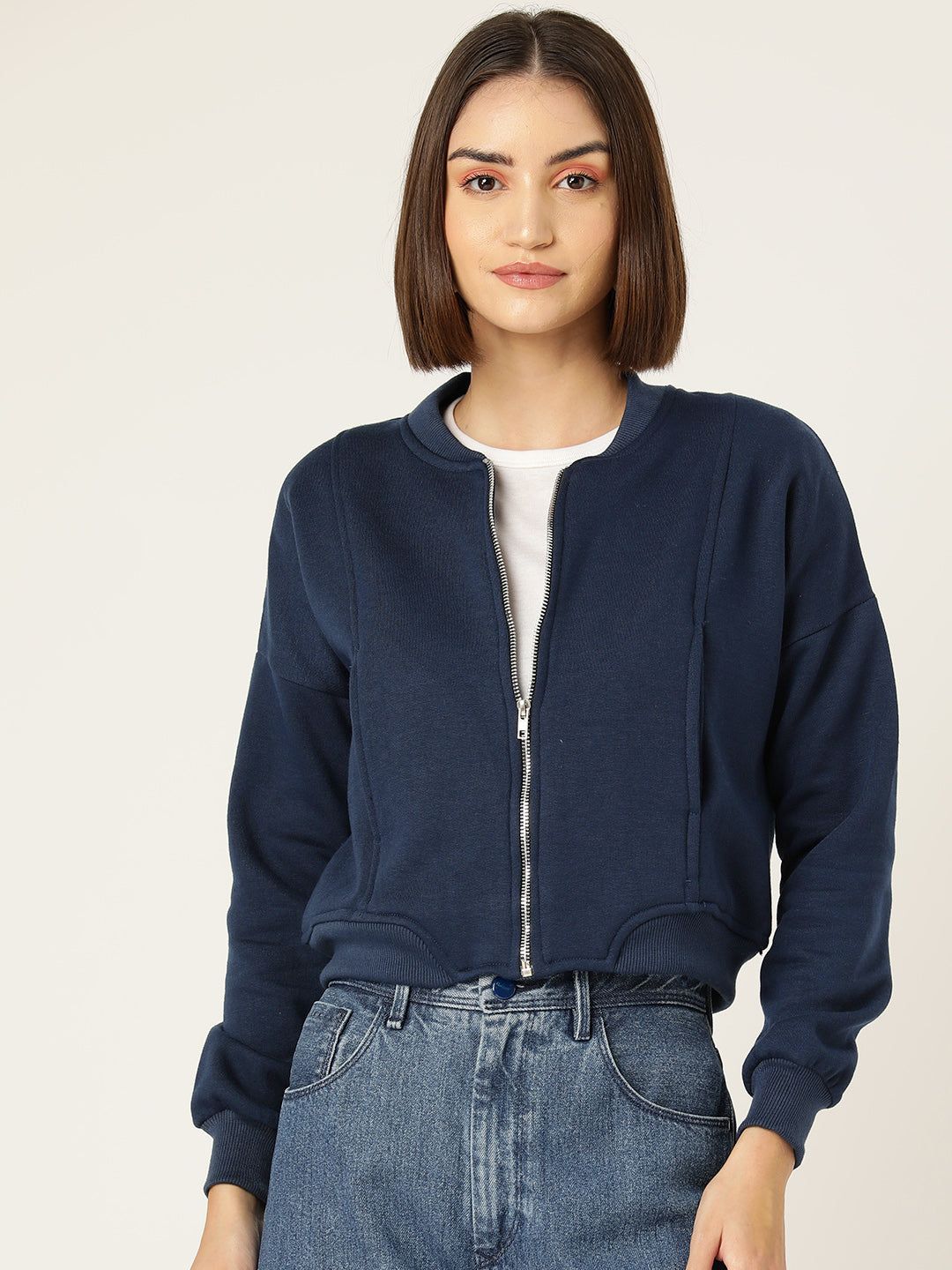 Mock Collar Fleece Sweatshirt