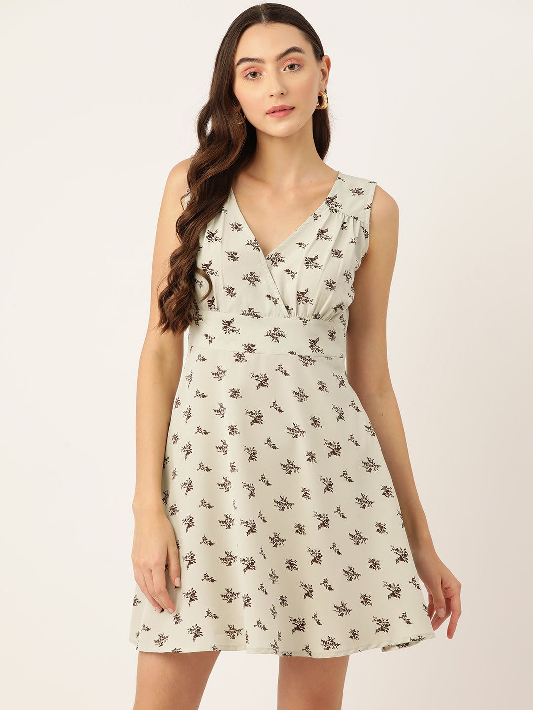 Rue Collection Floral Print Crepe Mini Wrap Dress