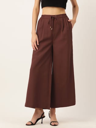 Rue Collection Brown Relaxed Loose Fit High-Rise Pleated Culottes