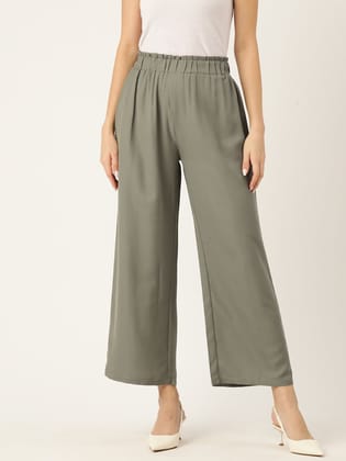 Women Relaxed Loose Fit High-Rise Parallel Trousers