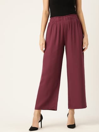 Women Relaxed Loose Fit High-Rise Parallel Trousers