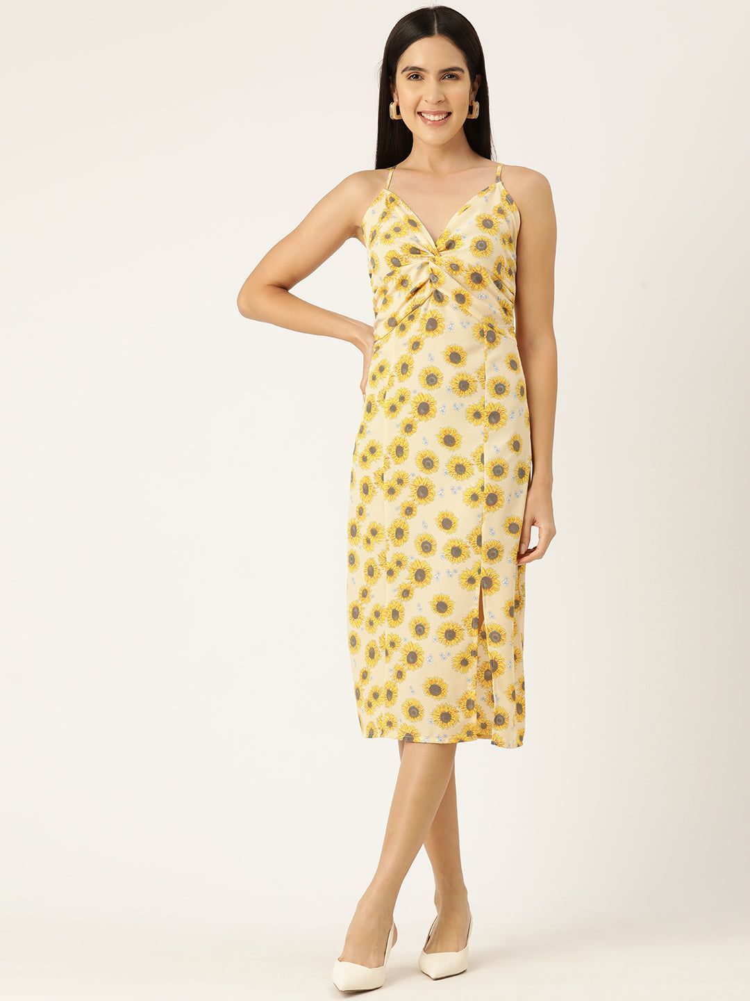 Rue Collection Floral Print Crepe Slip A-Line Dress