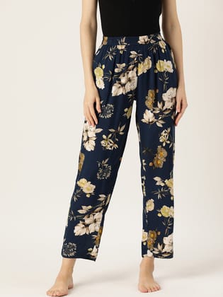 Women Floral Printed Pure Cotton Lounge Pants