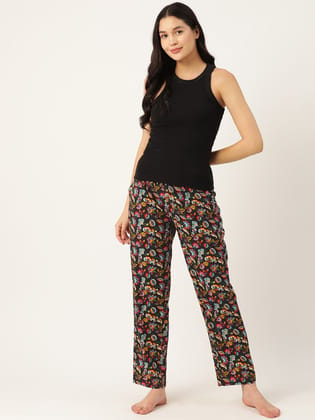 Women Pure Cotton Multicolored Printed Lounge Pants