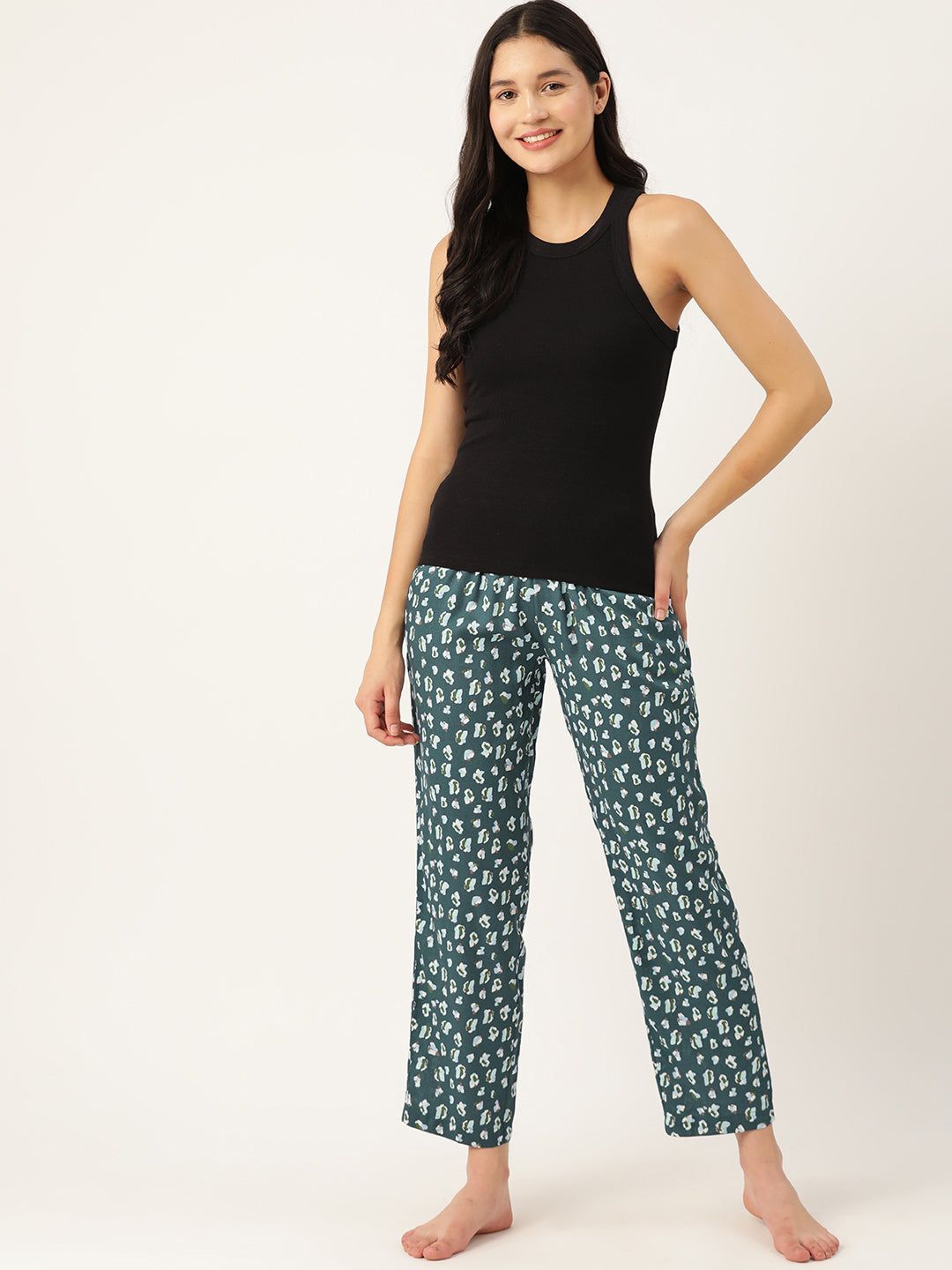 Multicolored Women Pure Cotton Printed Lounge Pants