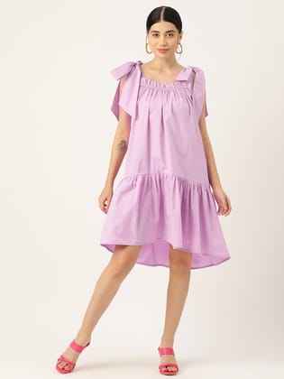 Solid Cotton A-line Dress