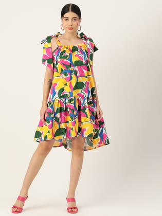 Printed Cotton A-line Dress