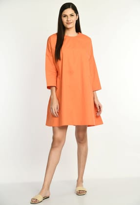 Cotton Oversized Solid Dress With Side Pockets