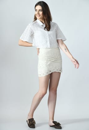 Cutwork Embroidery Short Skirt