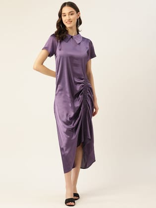 Rue Collection Peter Pan Collar Satin Maxi Dress