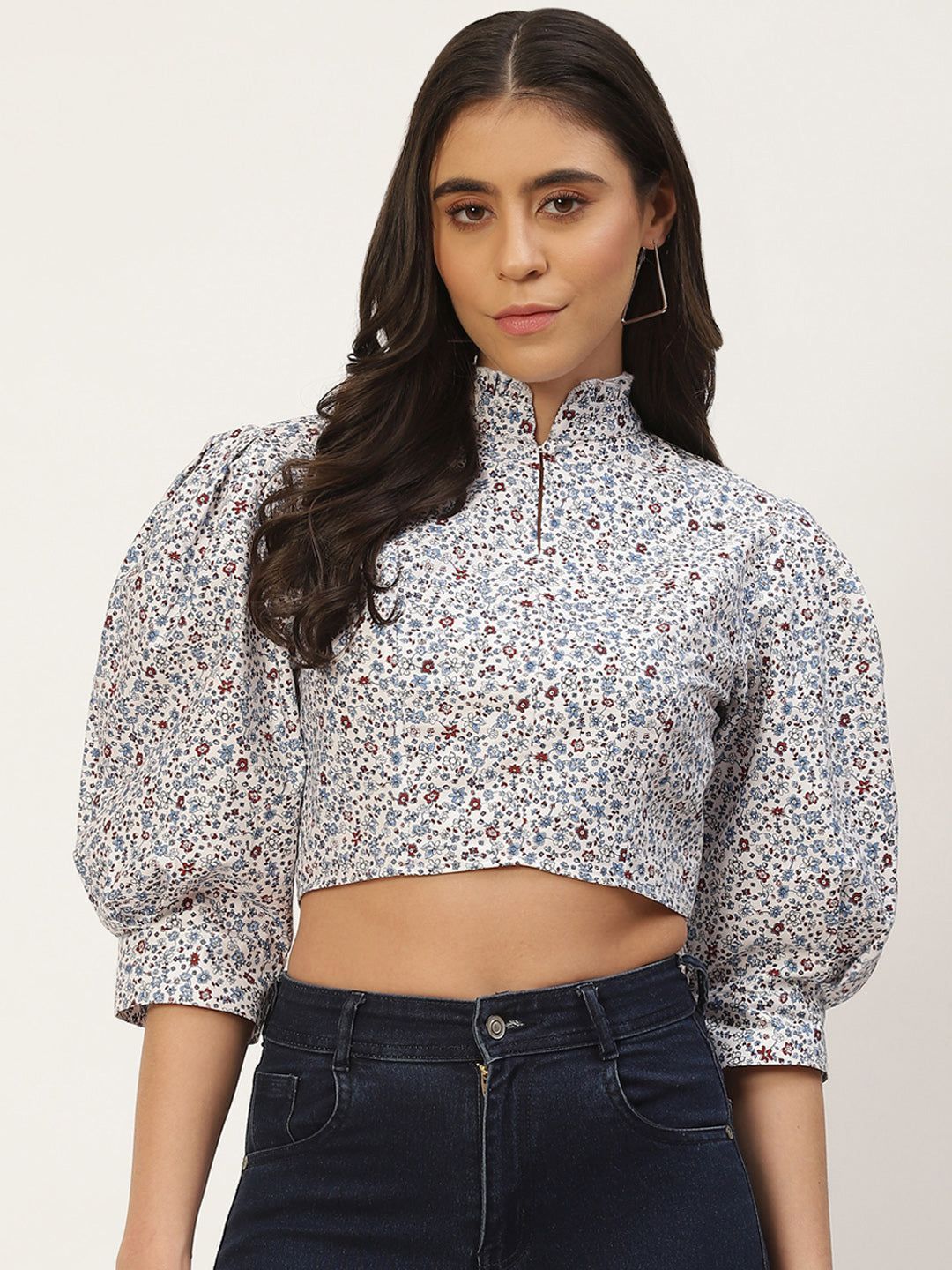 Multicoloured Floral Print Crop Top