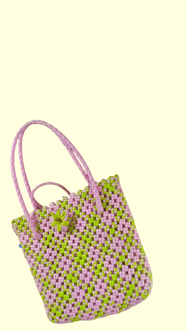 Hand made wired Plastic Bag (Pink & Green Combo)