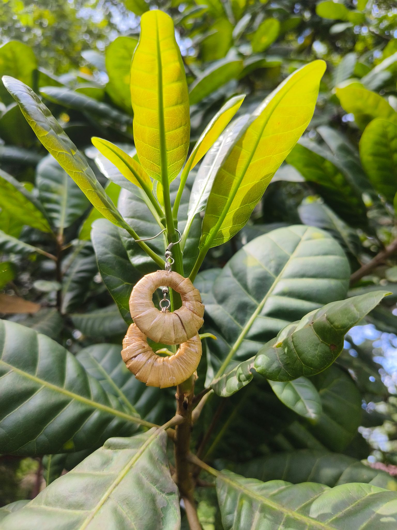 RING-SHAPED WATER HYACINTH EARRING