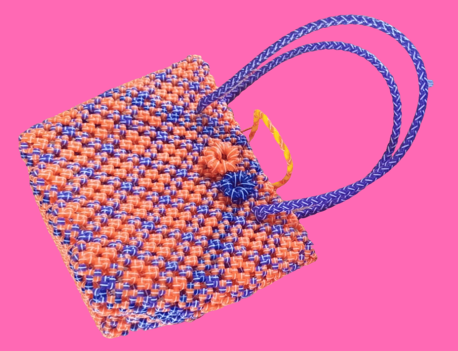 Ladies Wired Plastic Bag (Blue and Orange Combo)